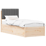 Bed Frame with Upholstered Headboard Dark Grey 75 x 190 cm 877810