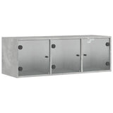Wall Cabinet with Glass Doors Concrete Grey 102x37x35 cm 836514