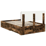 Bed Frame with Drawer Smoked Oak 135 x 190 cm Engineered Wood 3412386