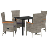 Garden Dining Set with Cushion 5 pcs Grey Poly Rattan 3379444