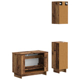 3 Piece Bathroom Cabinet Set EDE Old Wood Engineered Wood 3417745