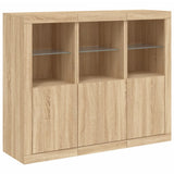 Sideboards with LED Lights 3 pcs Sonoma Oak Engineered Wood 3209102