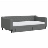 Daybed with Trundle and Drawers Dark Grey 90x190 cm Fabric 3197502