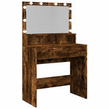 Dressing Table with LED Smoked Oak 80x41x134.5 cm 848189