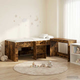 Kids'High Bed Frame with Desk 2 pcs Smoked Oak Engineered Wood 3423450