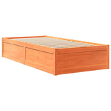 Bed with Mattress Wax Brown 90x190 cm Single Solid Wood Pine 3281957