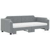 Daybed with Trundle and Mattresses Light Grey 90x190 cm Fabric 3197707