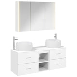 Bathroom Furniture Set 4 pcs White Engineered Wood and Glass 3407023