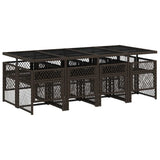 9 Piece Garden Dining Set with Cushions Brown Poly Rattan 3210741
