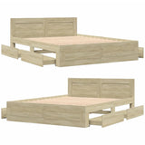 Bed Frame with Headboard without Mattress Sonoma Oak 150x200 cm King Size 3295557