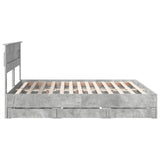 Bed Frame with Drawer Concrete Grey 200 x 200 cm Engineer Wood 3409825