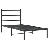 Metal Bed Frame without Mattress with Headboard Black 90x190cm 355357