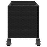 Garden Planter with Wheels and 3 Pots Black 107x32x38 cm Poly Rattan 366419