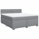 Box Spring Bed with Mattress Light Grey 180x200 cm Fabric 3285981