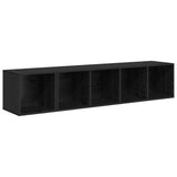 TV Cabinet Set Wall-mounted 2 pcs Black Oak Engineered Wood 3393172