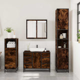 ZNTS 3 Piece Bathroom Furniture Set Smoked Oak Engineered Wood 3301022