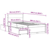 Bed Frame without Mattress White 90x200 cm Solid Wood Pine 846793