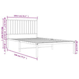 Metal Bed Frame without Mattress with Headboard Black 100x190cm 350858
