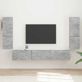 TV Cabinet Set Wall-mounted 4 pcs Concrete Grey Engineered Wood 3409045