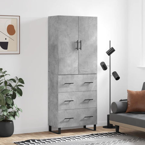 Highboard Concrete Grey 69.5x34x180 cm Engineered Wood 3195871