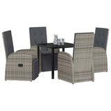Garden Dining Set with Cushion 5 pcs Grey Poly Rattan 3379500