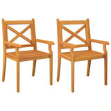 Dining Chair Set of 2 Brown Solid Acacia Wood with an Oil Finish 310305