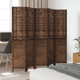 Room Divider 5 Panels Dark Brown Solid Wood Paulownia 358710