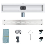 Shower Drain Line Design with 360&deg Siphon Silver 50 cm 42015979