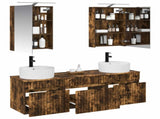 Bathroom Cabinet Set 5 pcs Smoked Oak Engineered Wood 3406595