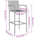 Garden Bar Set Grey PE Rattan Large Footrest Garden Bar Set 3187664