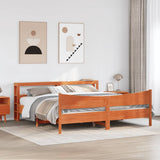 Bed Frame with Headboard Wax Brown 180x200 cm Super King Solid Wood Pine 3306296