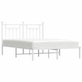Metal Bed Frame without Mattress with Headboard White 150x200cm 353588