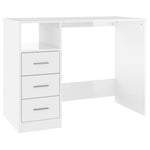 ZNTS Desk with Drawers High Gloss White 102x50x76 cm Engineered Wood 823034