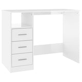 ZNTS Desk with Drawers High Gloss White 102x50x76 cm Engineered Wood 823034