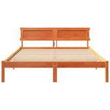 Bed Frame with Headboard Wax Brown 140 x 200 cm Solid Pine Wood 872820