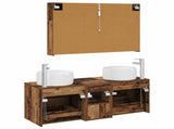 Bathroom Furniture Set 4 pcs Old Wood Engineered Wood and Glass 3407029