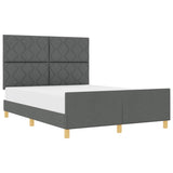 ZNTS Bed Frame in Dark Grey, 140x200 cm, Fabric 3344810