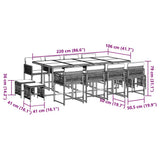 13 Piece Garden Dining Set with Cushions Grey Poly Rattan 3211520