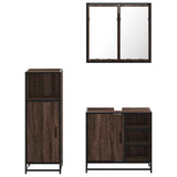 3 Piece Bathroom Furniture Set Brown Oak Engineered Wood 3300969