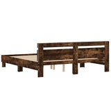 Bed Frame Smoked Oak Engineered wood, Plywood Double Bed Frame 3207536