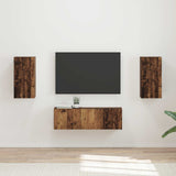 TV Wall Cabinet Set Wall-mounted 4 pcs Old Wood Engineered Wood 3408914