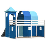 Bunk Bed without Mattress with Slide and Curtains Blue 90x200 cm 3284165