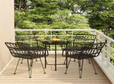 Garden Dining Set Black PE rattan, steel, tempered glass 3157838