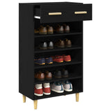 Shoe Cabinet Plain Black Oak 60 x 35 x 105 cm Engineered Wood 8004212