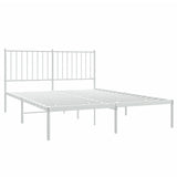 Metal Bed Frame without Mattress with Headboard White 140x190cm 350931