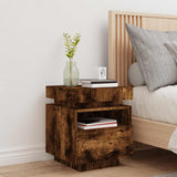 Bedside Cabinet with LED Lights Smoked Oak 40x39x48.5 cm 836792