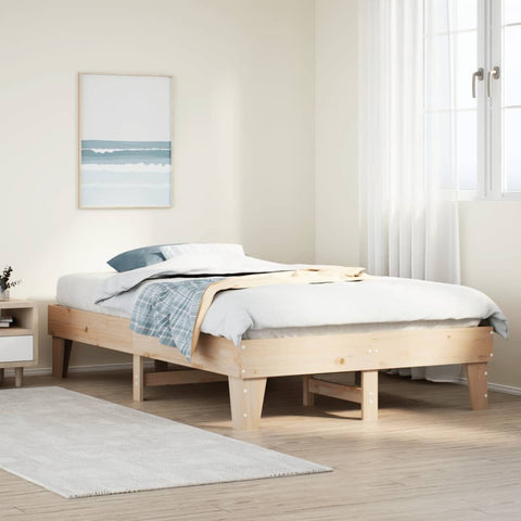 ZNTS Bed Frame without Mattress 120x200 cm Solid Wood Pine 855358