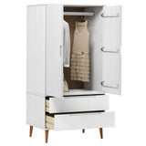 Wardrobe MOLDE White 90x55x175 cm Solid Wood Pine 350523