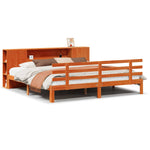 ZNTS Bookcase Bed without Mattress Wax Brown 180x200 cm Super King Solid Wood Pine 3322727
