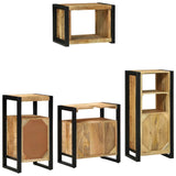 Bathroom Furniture Set with Shelf 4 pcs Brown Solid Mango Wood 3305674